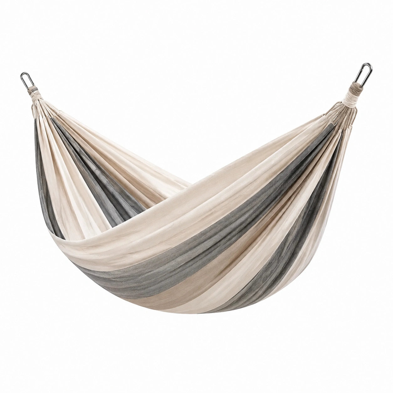Amaca in tessuto a strisce beige e grigio 200x150 cm