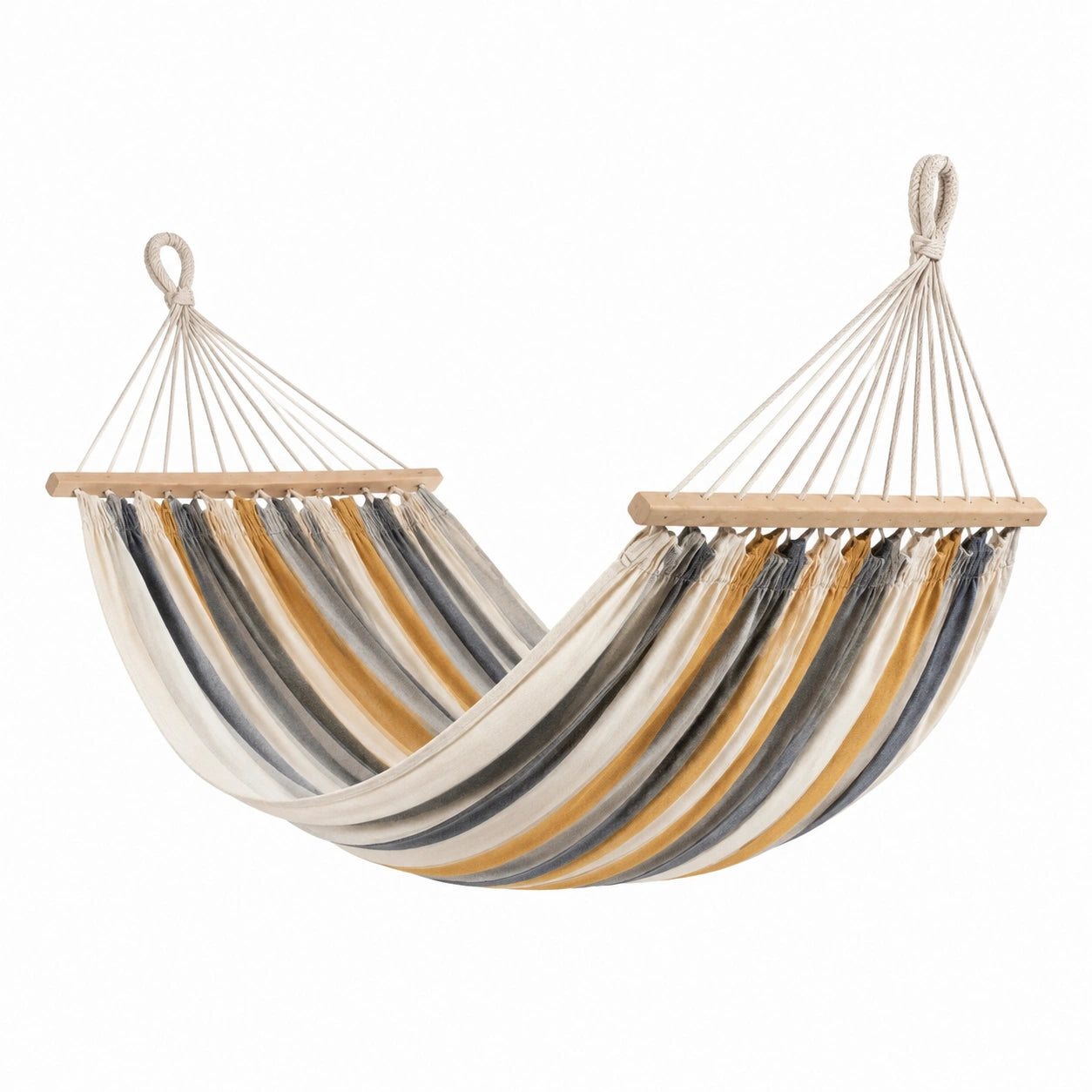 Amaca a Strisce Multicolore in Legno e Cotone 200x150 cm