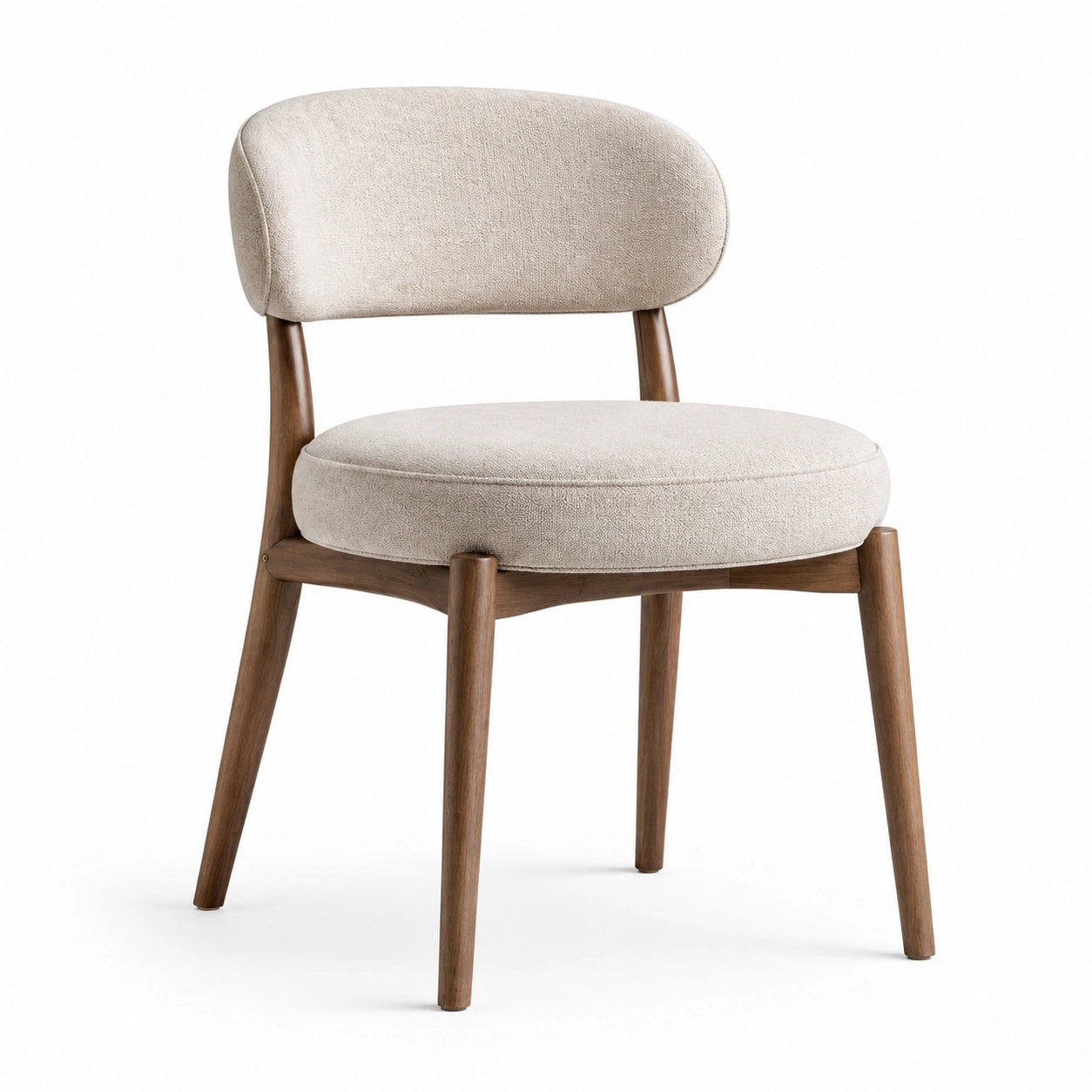 Sedia in legno e tessuto beige, 45x50x80 cm