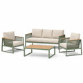 Set da giardino in metallo verde con cuscini beige
