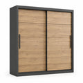 Armadio scorrevole in legno e metallo grigio 200x60x240 cm