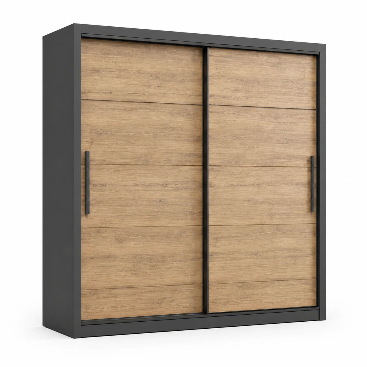 Armadio scorrevole in legno e metallo grigio 200x60x240 cm