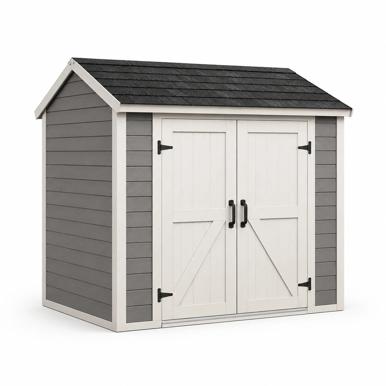 Capanno da Giardino in Plastica Grigio Bianco 213x127x208 cm