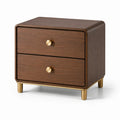Comodino in legno marrone con maniglie dorate 50x40x55 cm