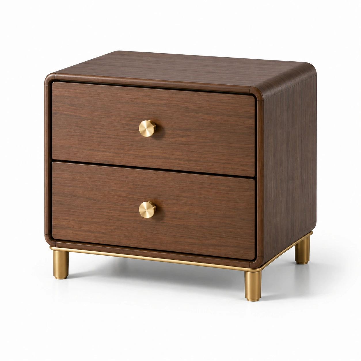 Comodino in legno marrone con maniglie dorate 50x40x55 cm