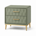Comodino in legno e metallo verde oliva con cassetti