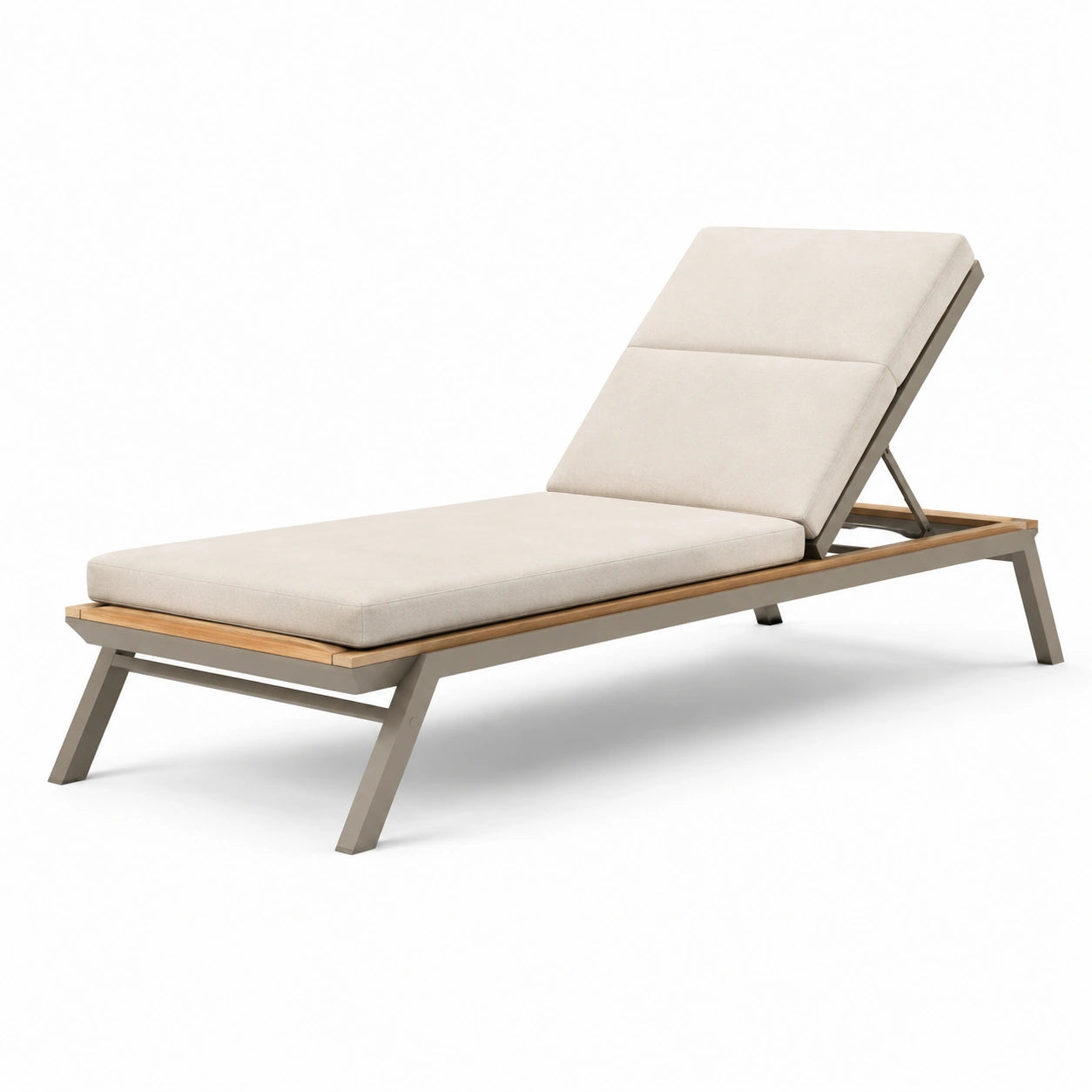 Lettino Prendisole in Alluminio e Teak Beige