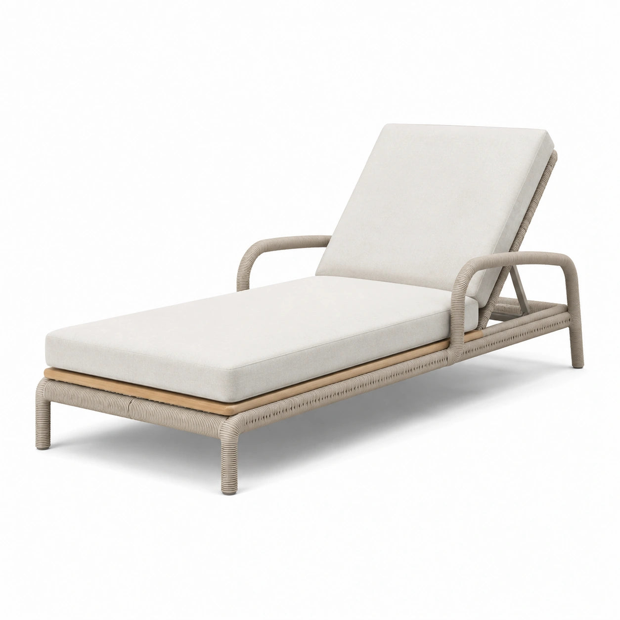 Sdraio in metallo e tessuto beige