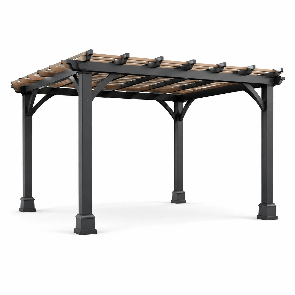 Pergolato in Metallo e Legno 3x4 m Nero